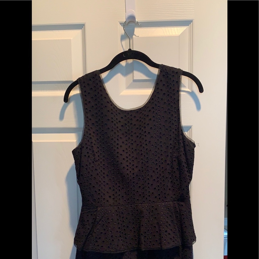 BCBG black peplum eyelet dress with back zipper